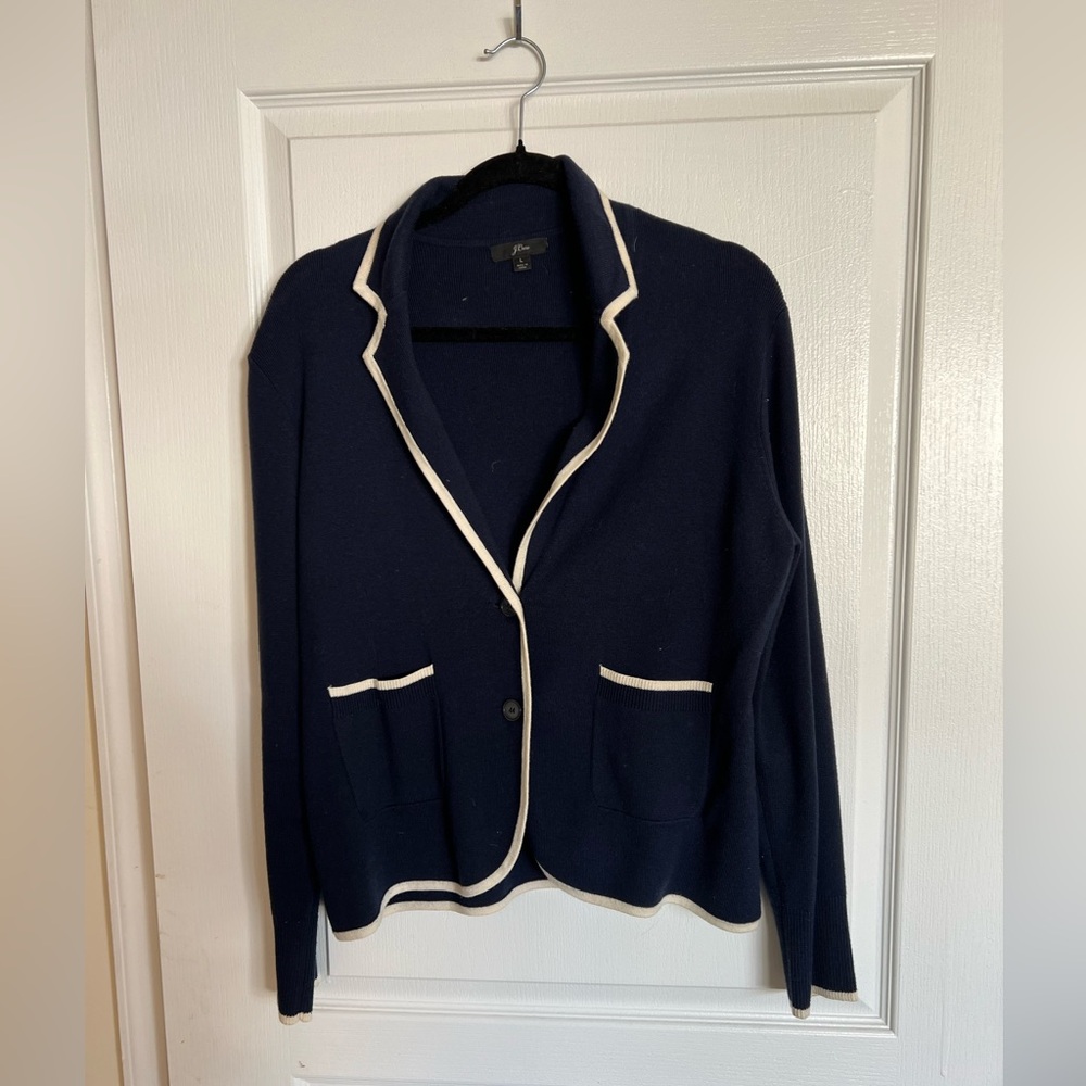 J. Crew white trim sweater blazer